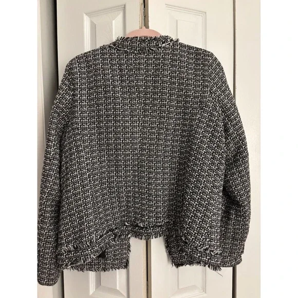 Nanette Lepore Black & White Tweed Open Front Blazer – Size 14 - Picture 8 of 8